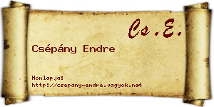 Csépány Endre névjegykártya